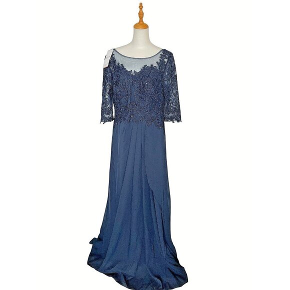 NWT JJ's House Size 16W Formal Dress Navy Blue Beaded Wedding Mother Bride Groom - Picture 1 of 15